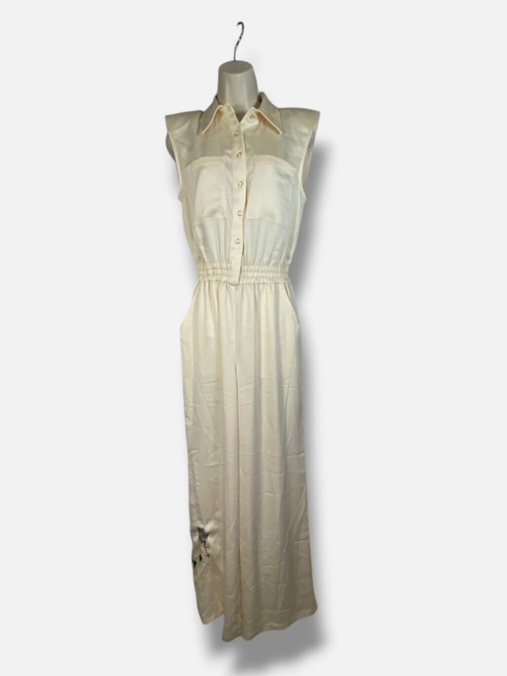 Ramy Brook Women's Ivory Collared Sleeveless Flare-Leg Rabiya Jumpsuit Size S